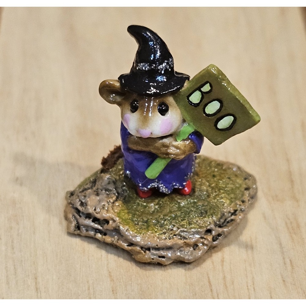 Wee Forest Folk M-214 Little Boo-Boo Purple Retired Signed DP, No WFF Box 1996